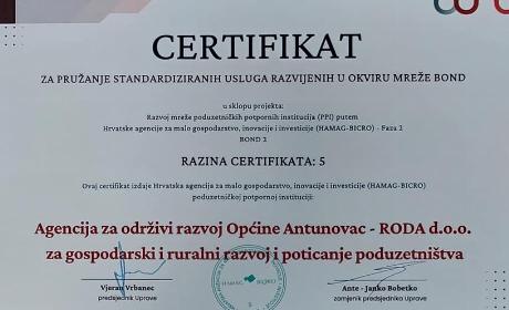 Dodijeljen nam je certifikat najviše razine