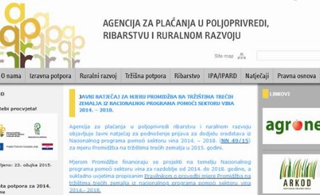 Javni natječaj za mjeru Promidžba na tržištima trećih zemalja iz Nacionalnog programa pomoći sektoru vina 2014. – 2018.